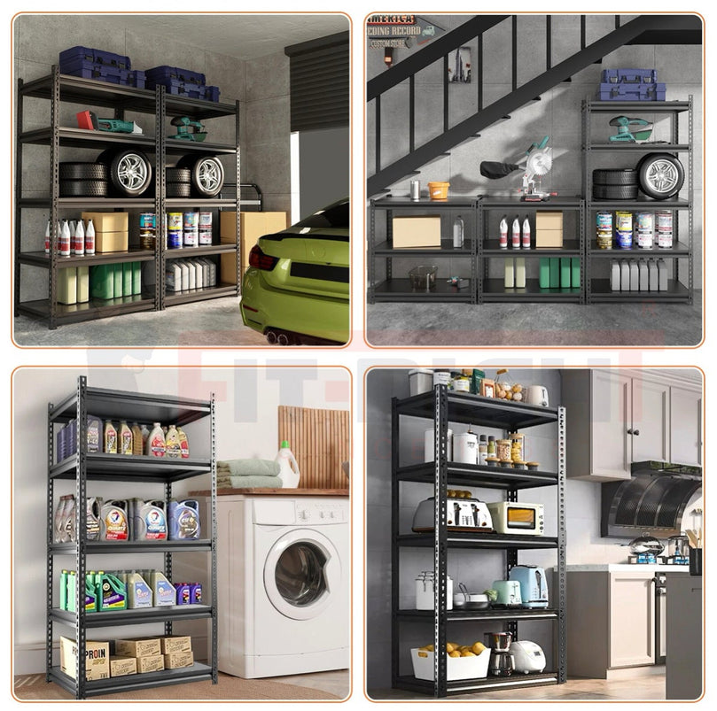 FIT-RIGHT BOLTLESS RACKS 1500MM (60") HT X 900MM (36") WIDE X 375MM (15") DEEP 5 LEVELS LOAD CAPACITY OF 100 KGS PER LEVEL, POWDER COATED FULL METAL BODY, BLUE/ORANGE