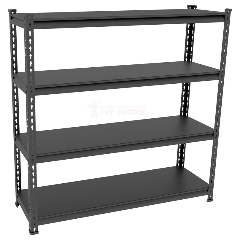 FIT-RIGHT BOLTLESS RACKS 1200MM (48") HT X 1200MM (48") WIDE X 300MM (12") DEEP 4 LEVELS LOAD CAPACITY OF 100 KGS PER LEVEL, POWDER COATED FULL METAL BODY, BLACK MATT