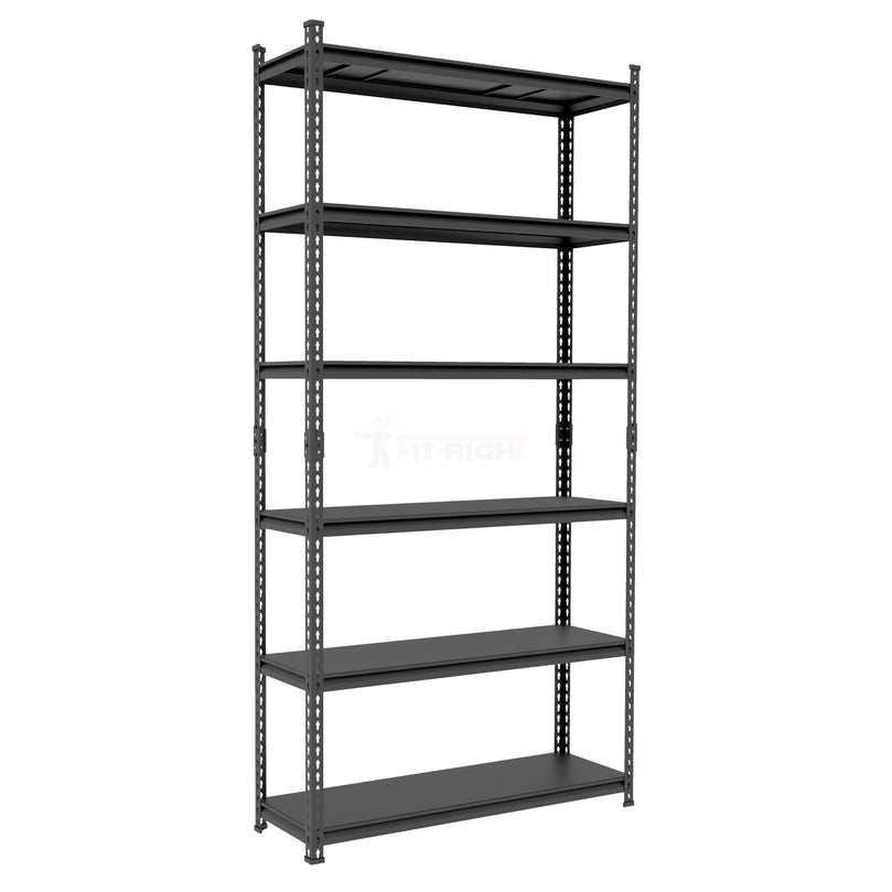 FIT-RIGHT BOLTLESS RACKS 2500MM (96") HT X 1200MM (48") WIDE X 375MM (15") DEEP 6 LEVELS LOAD CAPACITY OF 100 KGS PER LEVEL, POWDER COATED FULL METAL BODY, BLACK MATT