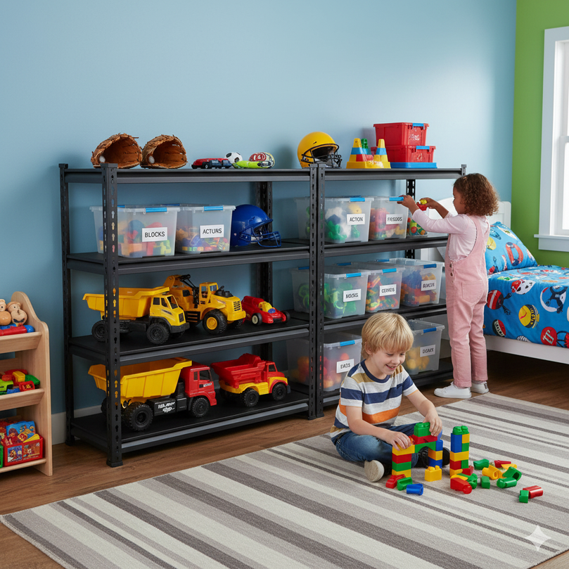 FIT-RIGHT BOLTLESS RACKS 750MM (30") HT X 900MM (36") WIDE X 300MM (12") DEEP 3 LEVELS LOAD CAPACITY OF 100 KGS PER LEVEL, POWDER COATED FULL METAL BODY, BLACK MATT