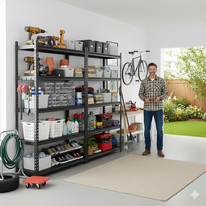 FIT-RIGHT BOLTLESS RACKS 1500MM (60") HT X 1200MM (48") WIDE X 300MM (12") DEEP 5 LEVELS LOAD CAPACITY OF 100 KGS PER LEVEL, POWDER COATED FULL METAL BODY, BLACK MATT