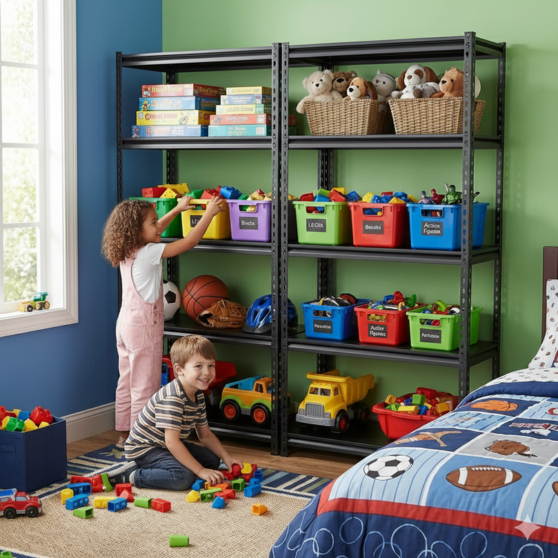 FIT-RIGHT BOLTLESS RACKS 1500MM (60") HT X 1200MM (48") WIDE X 300MM (12") DEEP 5 LEVELS LOAD CAPACITY OF 100 KGS PER LEVEL, POWDER COATED FULL METAL BODY, BLACK MATT