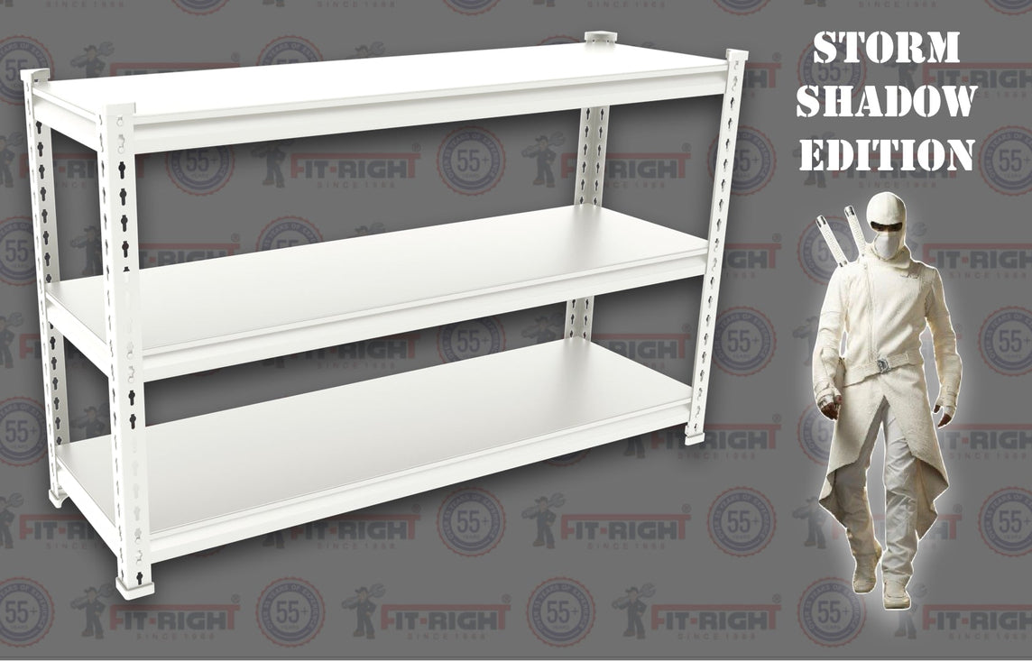 FIT-RIGHT BOLTLESS RACKS 750MM (30") HT X 900MM (36") WIDE X 300MM (12") DEEP 3 LEVELS LOAD CAPACITY OF 100 KGS PER LEVEL, POWDER COATED FULL METAL BODY, OFF WHITE