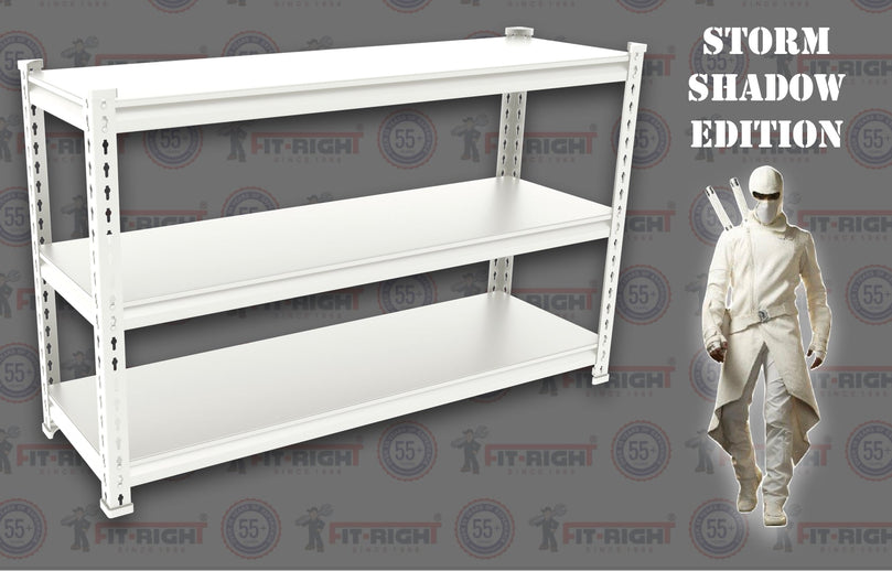 FIT-RIGHT BOLTLESS RACKS 750MM (30") HT X 900MM (36") WIDE X 300MM (12") DEEP 3 LEVELS LOAD CAPACITY OF 100 KGS PER LEVEL, POWDER COATED FULL METAL BODY, OFF WHITE