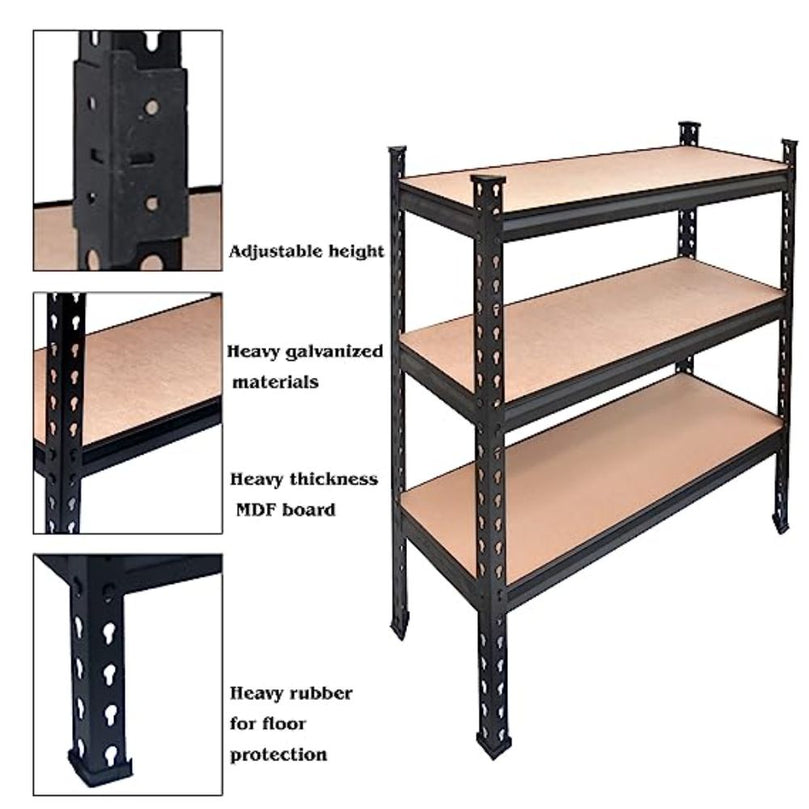 FIT-RIGHT BOLTLESS RACKS 900MM (36") HT X 900MM (36") WIDE X 375MM (15") DEEP 3 LEVELS LOAD CAPACITY OF 100 KGS PER LEVEL, POWDER COATED BLACK