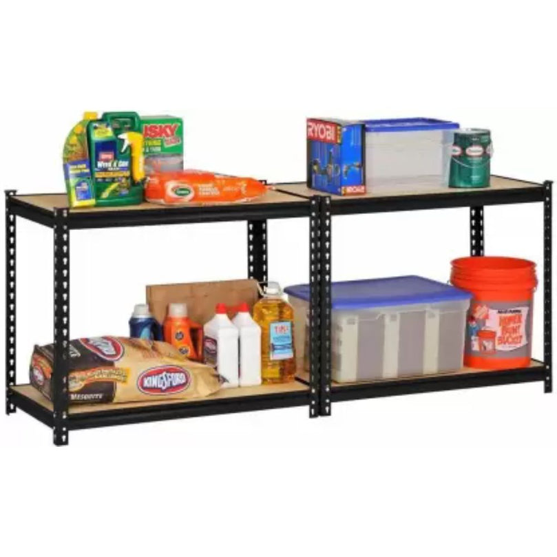 FIT-RIGHT BOLTLESS RACKS 1200MM (48") HT X 600MM (24") WIDE X 300MM (12") DEEP 4 LEVELS LOAD CAPACITY OF 100 KGS PER LEVEL, POWDER COATED BLACK