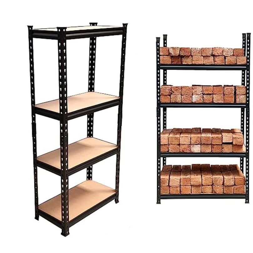 FIT-RIGHT BOLTLESS RACKS 1200MM (48") HT X 600MM (24") WIDE X 300MM (12") DEEP 4 LEVELS LOAD CAPACITY OF 100 KGS PER LEVEL, POWDER COATED BLACK