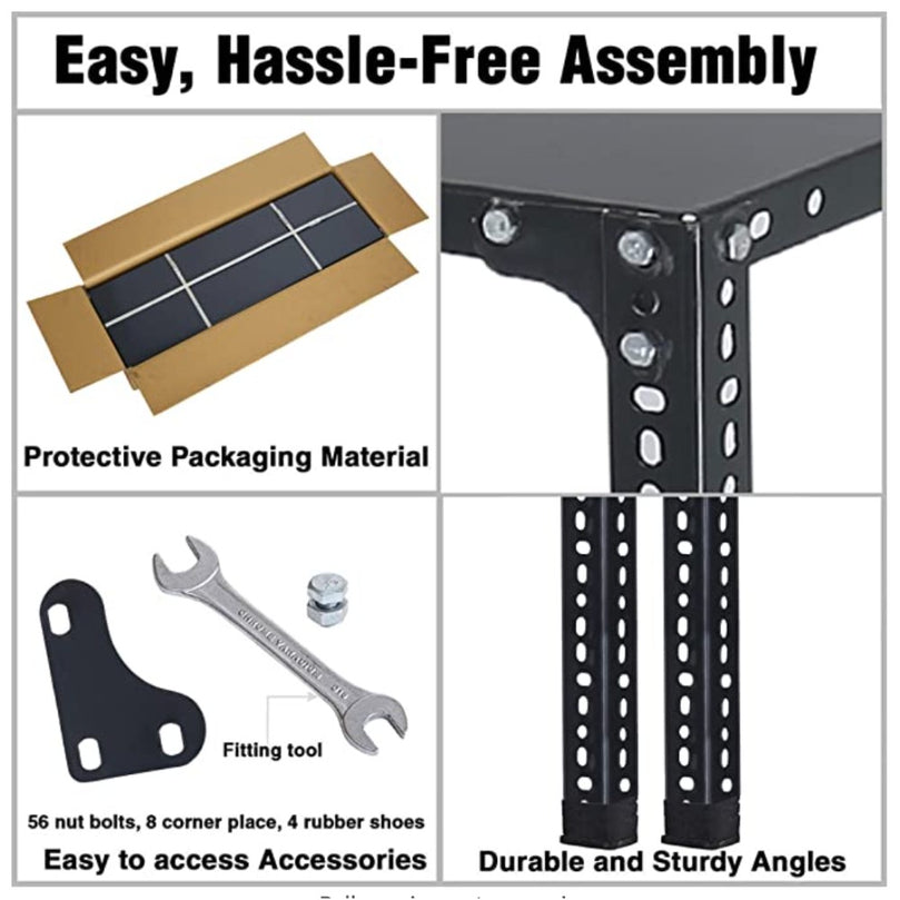 FIT-RIGHT SLOTTED ANGLES RACKS 1500MM (60") HT X 900MM(36") WIDE X 450MM (18") DEEP 5 LEVELS LOAD CAPACITY OF 30-40 KGS, POWDER COATED BLACK ,ANGLES 1.8MM (15G),SHELVES 22G
