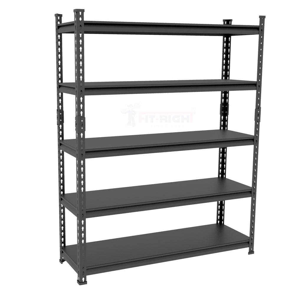 FIT-RIGHT BOLTLESS RACKS 1500MM (60") HT X 1200MM (48") WIDE X 300MM (12") DEEP 5 LEVELS LOAD CAPACITY OF 100 KGS PER LEVEL, POWDER COATED FULL METAL BODY, BLACK MATT