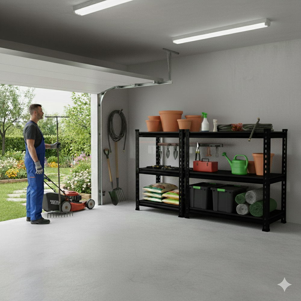 FIT-RIGHT BOLTLESS RACKS 750MM (30") HT X 600MM (24") WIDE X 300MM (12") DEEP 3 LEVELS LOAD CAPACITY OF 100 KGS PER LEVEL, POWDER COATED FULL METAL BODY, BLACK MATT
